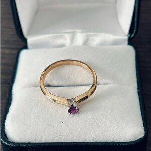 Amethyst 14k Yellow Gold Band Sz 6 1/2